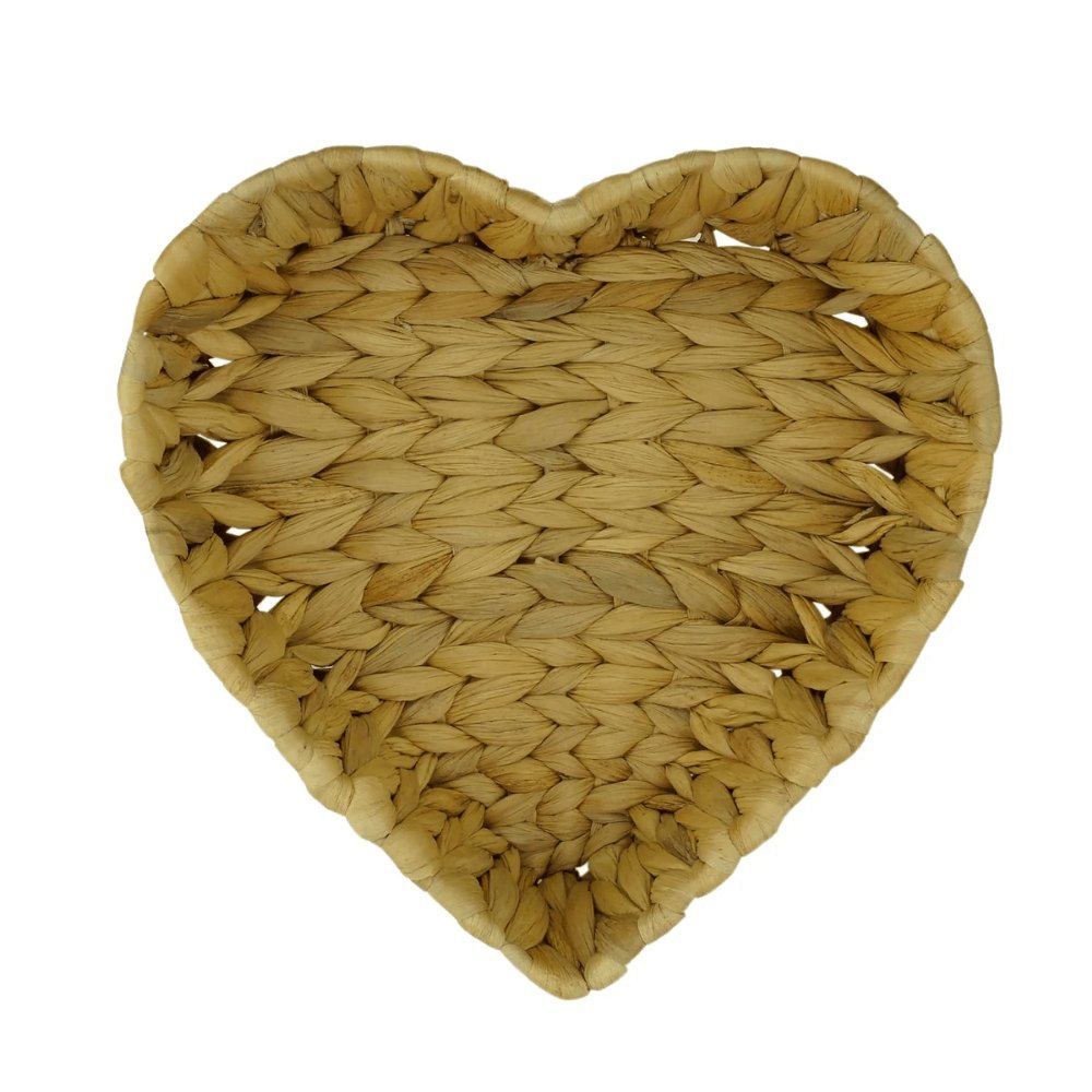 Cesta Coração Heart de Fibra Natural Vime Grande 26,5 cm - Ela Decora
