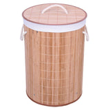Cesto de Roupas Redondo Bambu com Tampa 60cm - Ela Decora