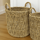 Cesto em Seagrass Trançado com Alças Caubi 32cm - Ela Decora