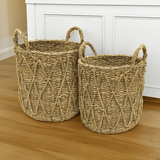 Cesto em Seagrass Trançado com Alças Caubi 36cm - Ela Decora