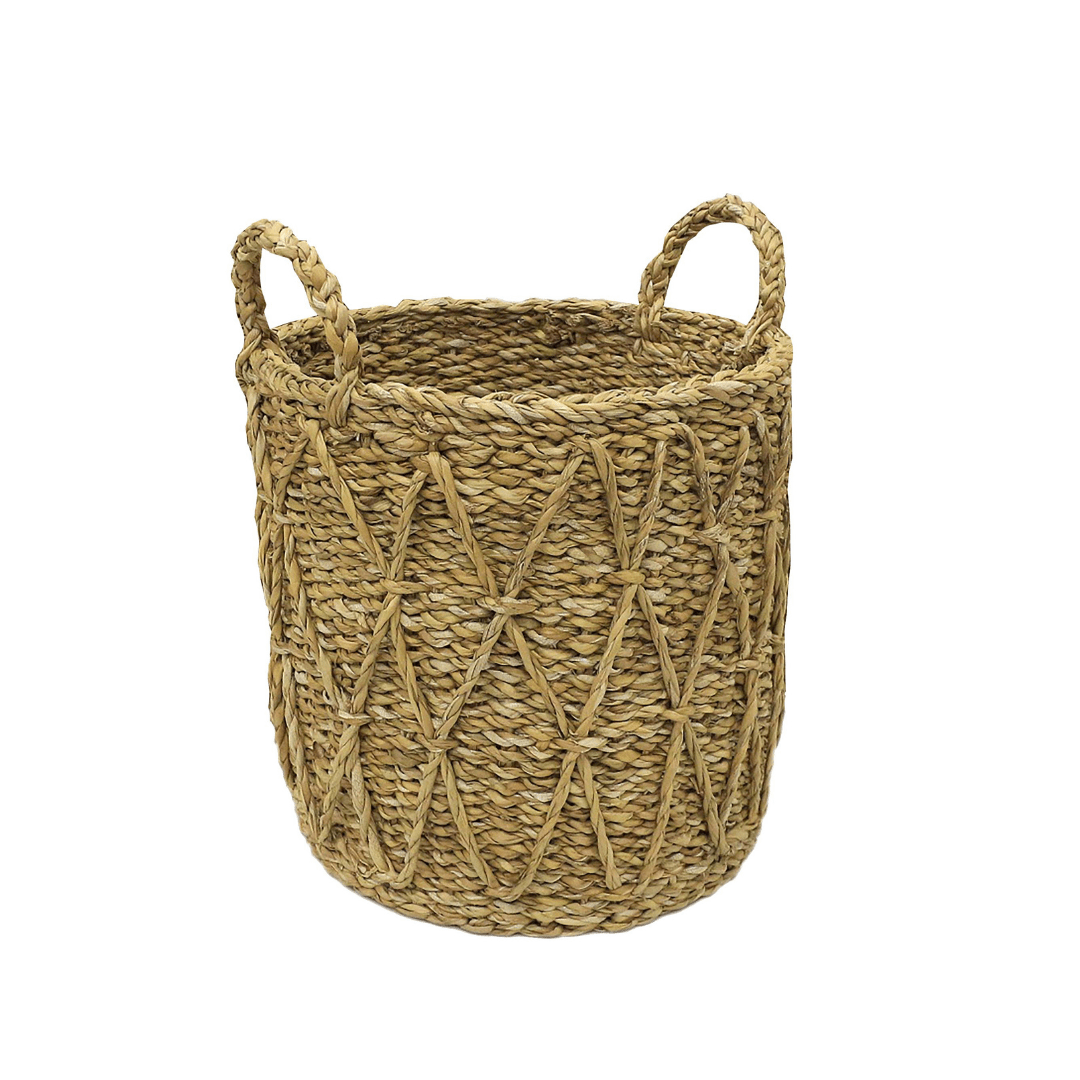 Cesto em Seagrass Trançado com Alças Caubi 36cm - Ela Decora