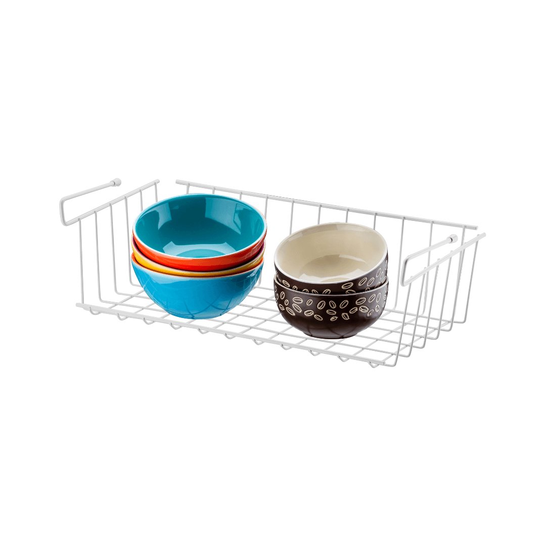 Cesto Organizador de Armário Grande 45,5cm Branco Cozinha Moderna - Ela Decora