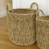 Cesto em Seagrass Trançado com Alças Caubi 32cm