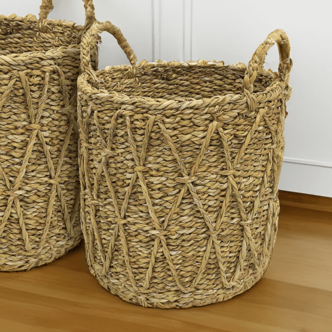 Cesto em Seagrass Trançado com Alças Caubi 36cm