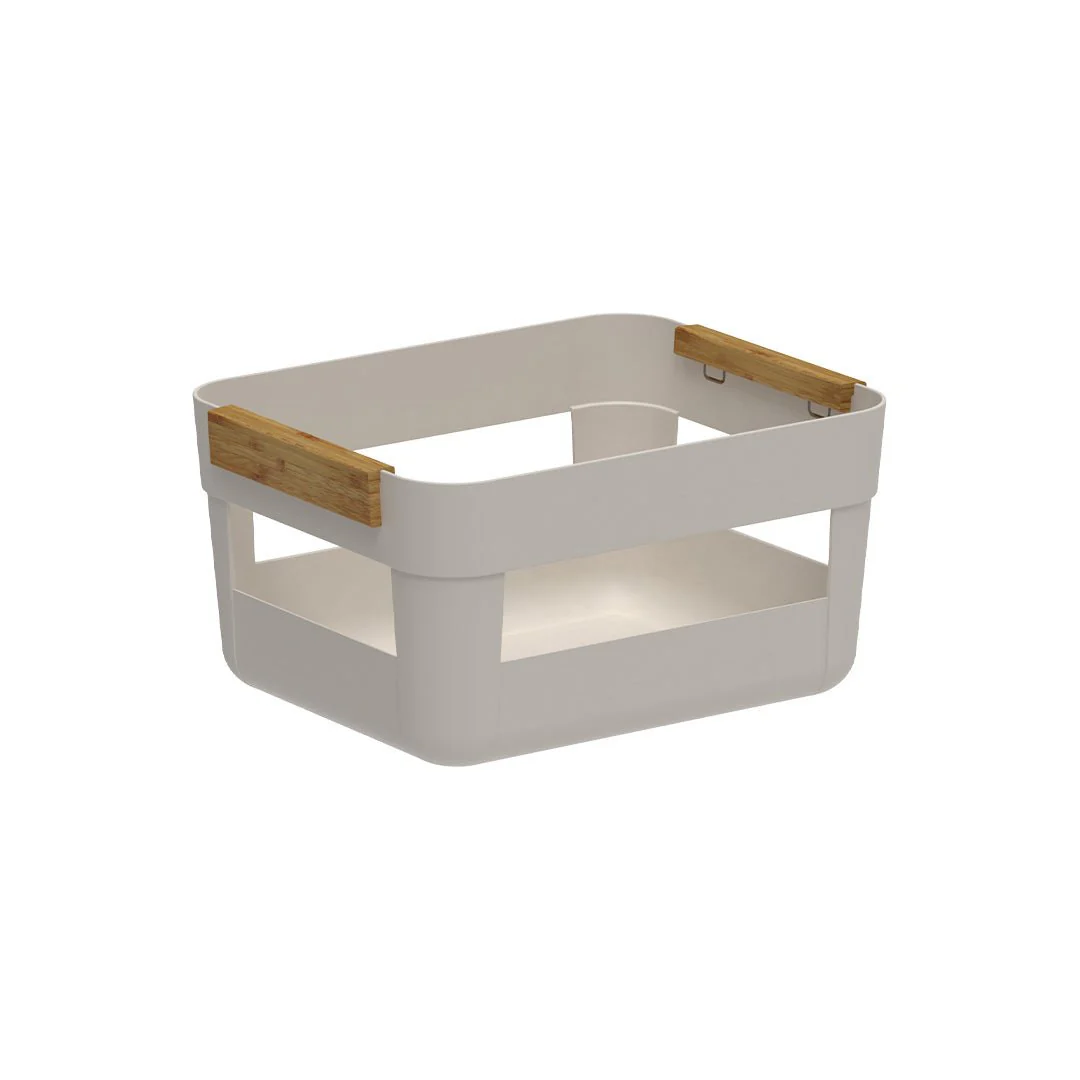 Cesto Lume Plástico e Bambu Bege 7,5L