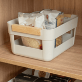 Cesto Lume Plástico e Bambu Bege 7,5L