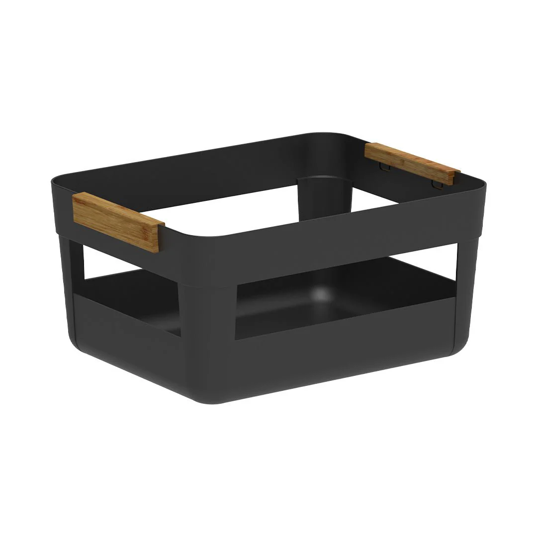 Cesto Lume Plástico e Bambu Preto 14L