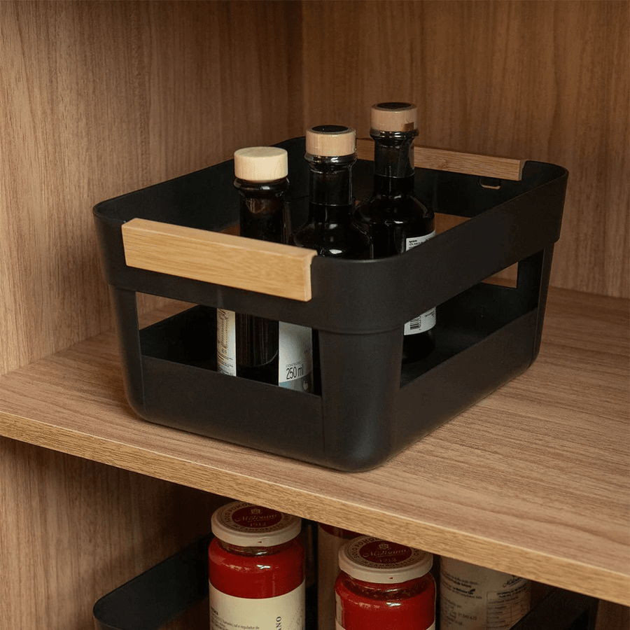 Cesto Lume Plástico e Bambu Preto 7,5L