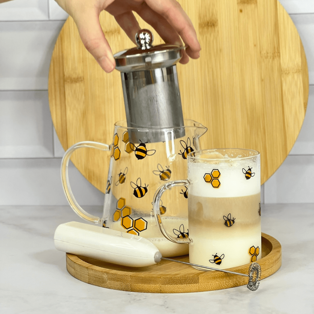 Chaleira Abelha Bee em Vidro Borossilicato com Filtro de Aço 750ml - Ela Decora