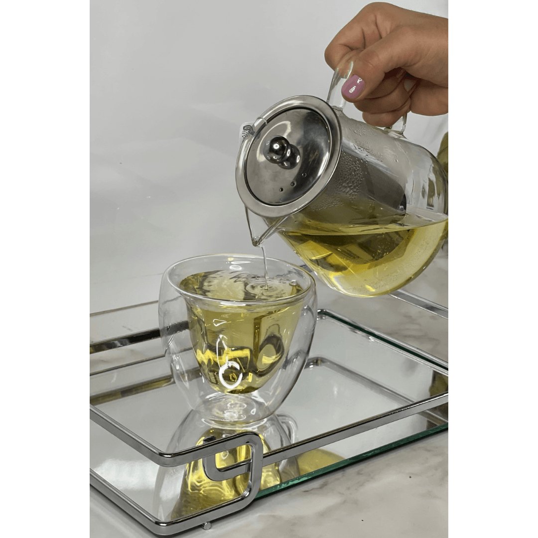 Chaleira de Vidro Borossilcato com Infusor em Aço Inox 750ml - Ela Decora