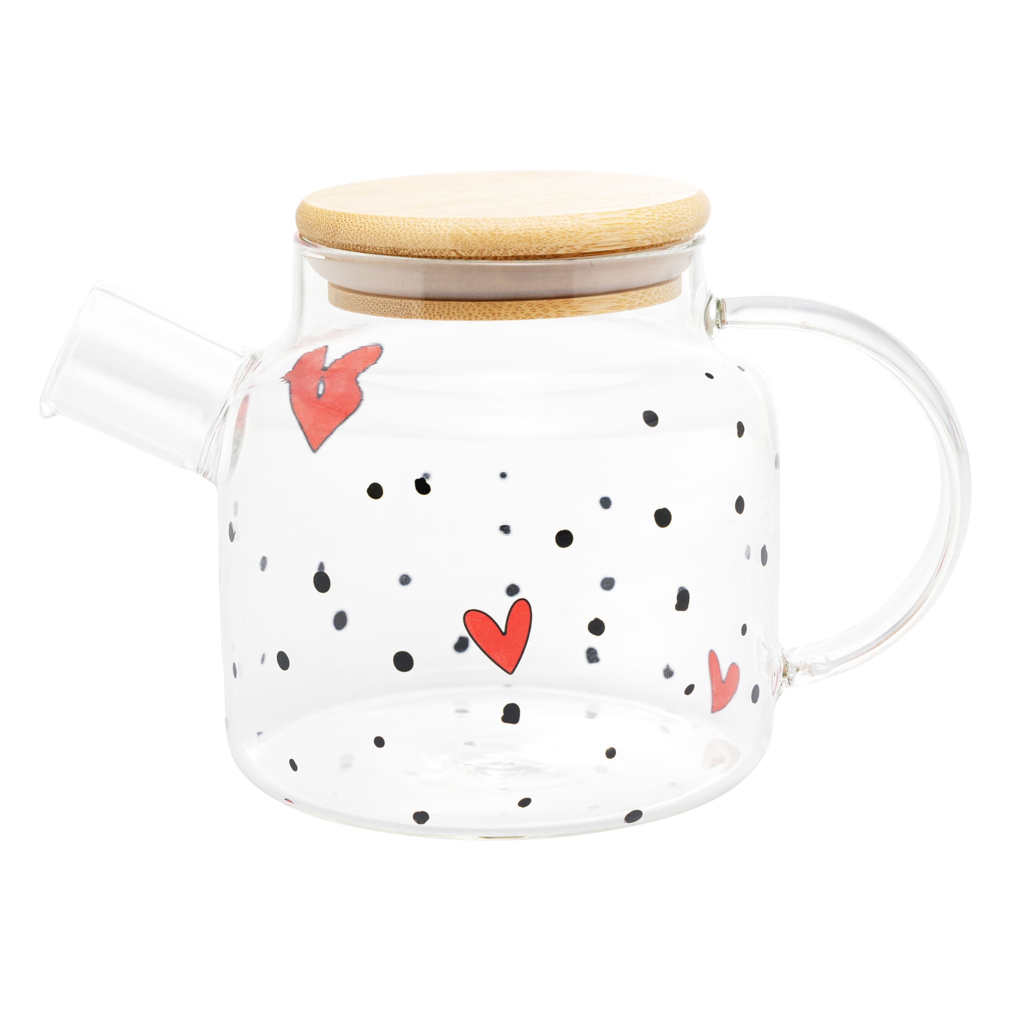 Chaleira de Vidro com Tampa de Bambu Heart 600ml - Ela Decora