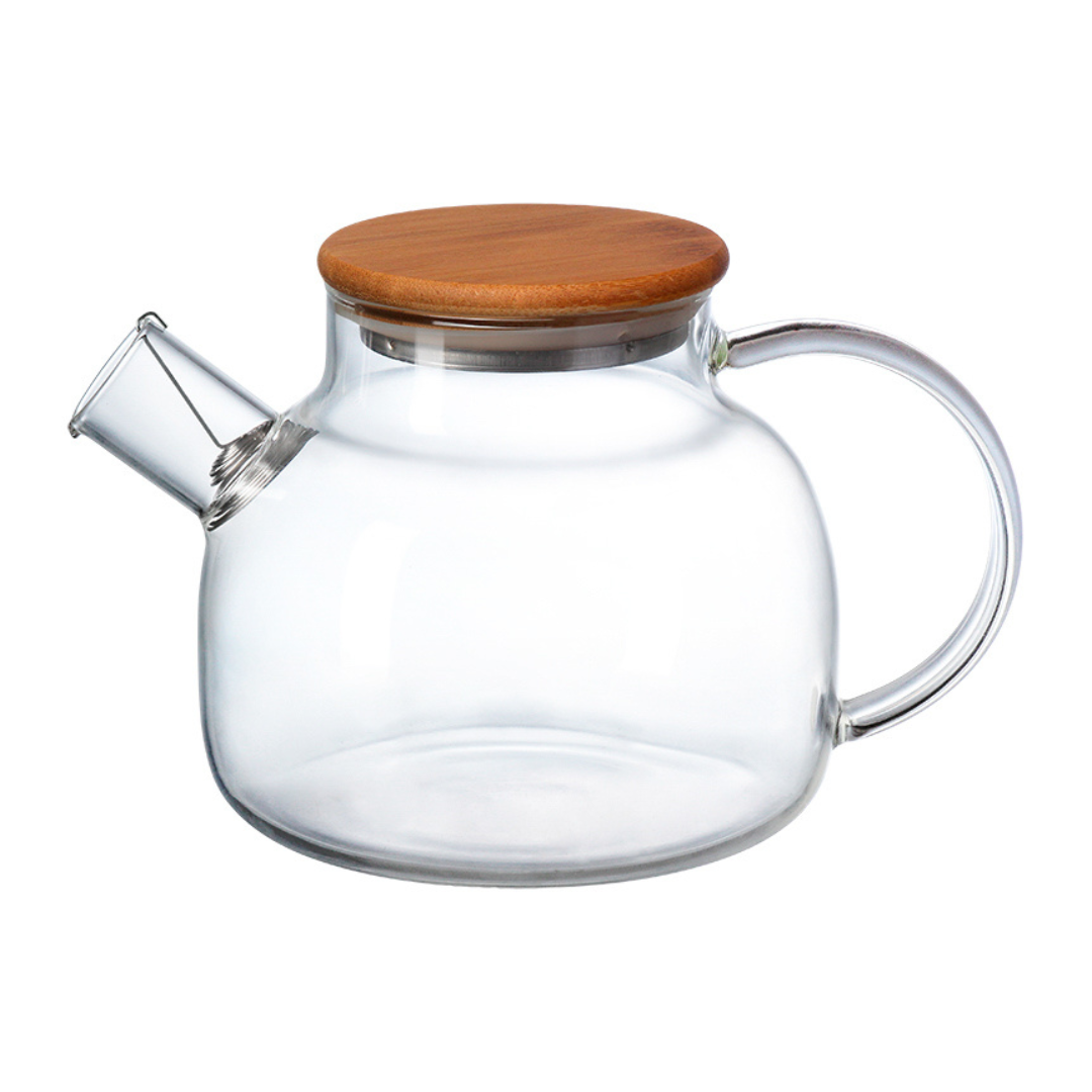 Chaleira de Vidro Stanford com Coador e Tampa de Bambu 1 Litro