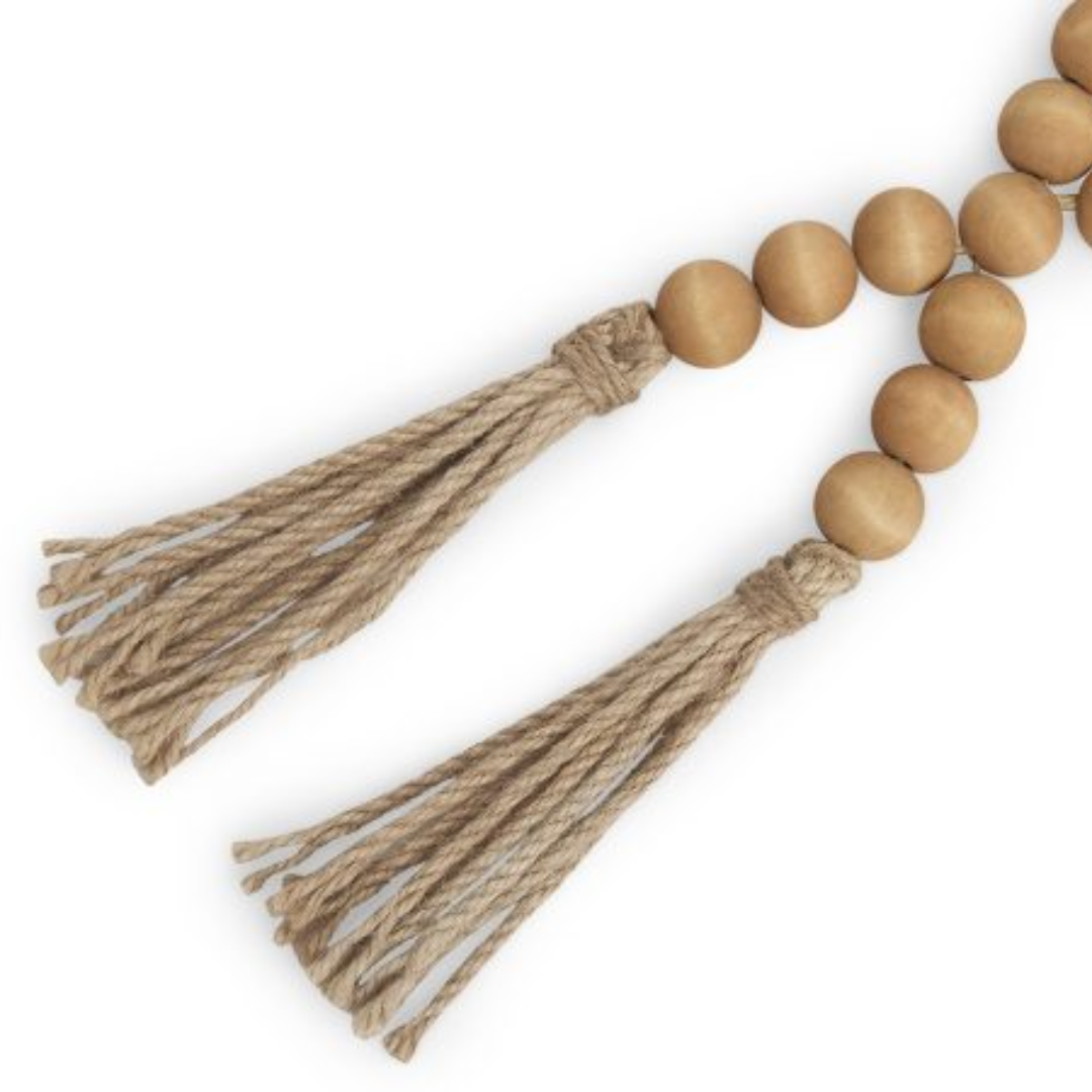 Colar Decorativo de Madeira e Juta Marrom 52,5cm