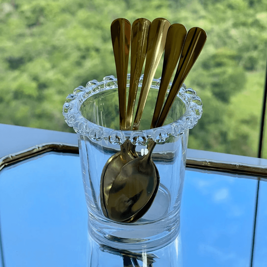 Jogo 6 Colheres de Chá Positano Dourado 13cm