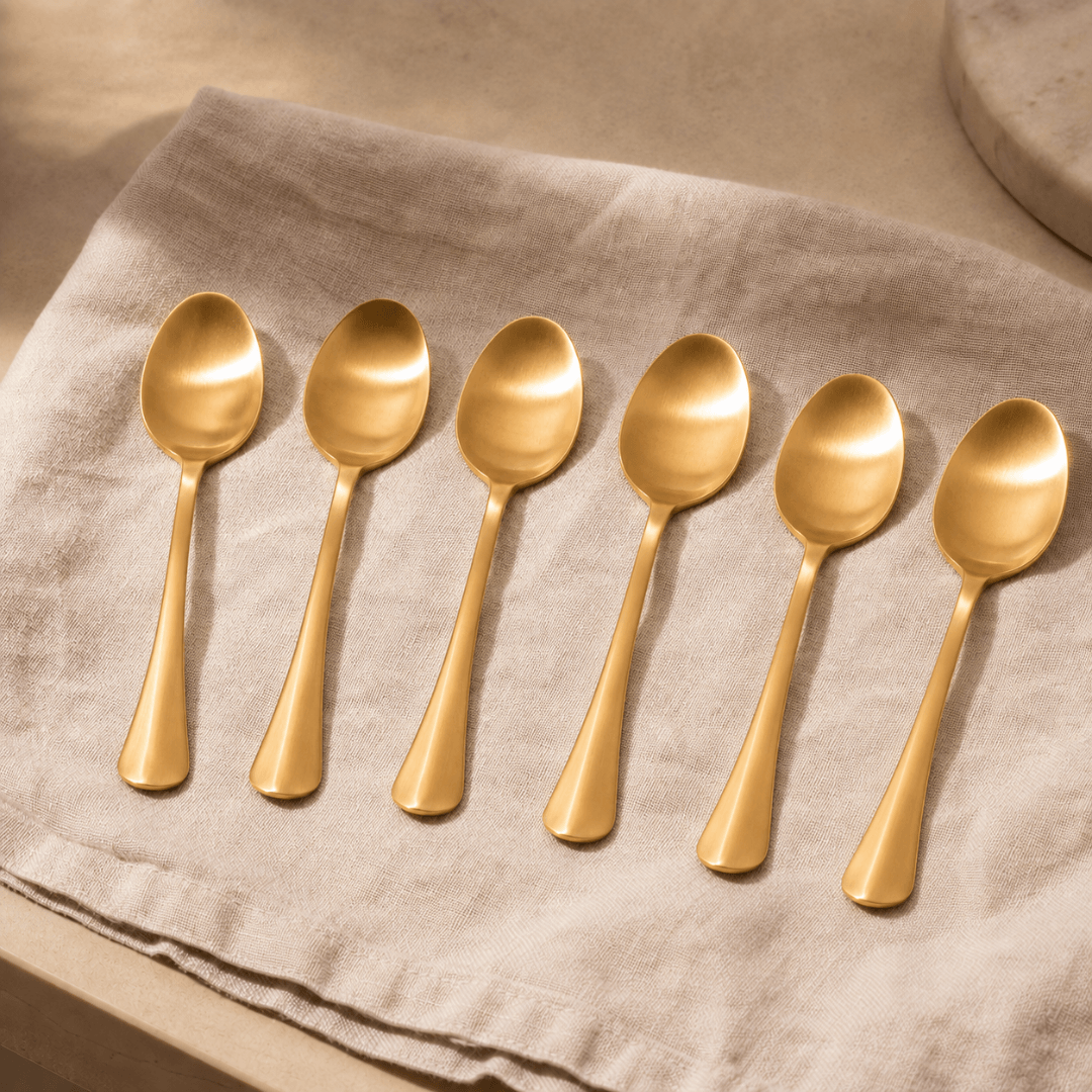 Jogo 6 Colheres de Chá Positano Dourado 13cm
