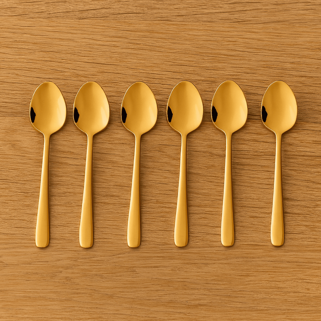 colheres de cafe pequena dourado brilhante
