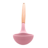 Concha de Silicone com Cabo de Bambu Charmy Rosa 31cm - Ela Decora