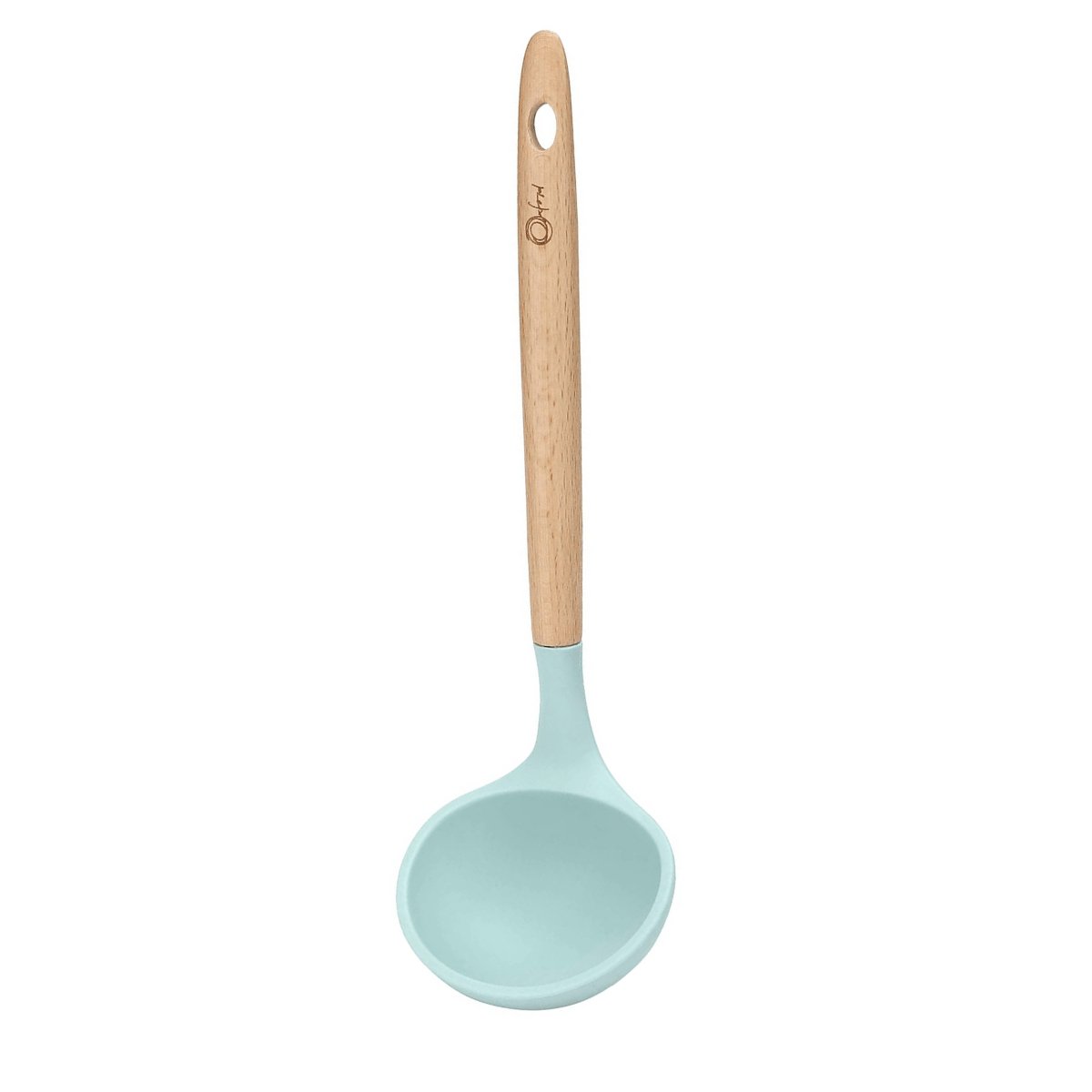 Concha de Silicone com Cabo de Madeira Water Blue - 30cm - Ela Decora