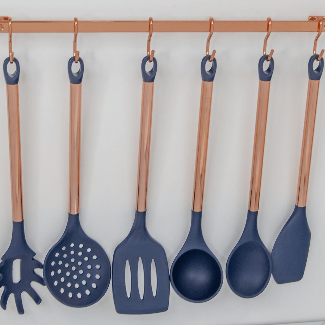 Concha em Silicone Azul Marinho Cabo Rose Gold 35,5 cm - Ela Decora