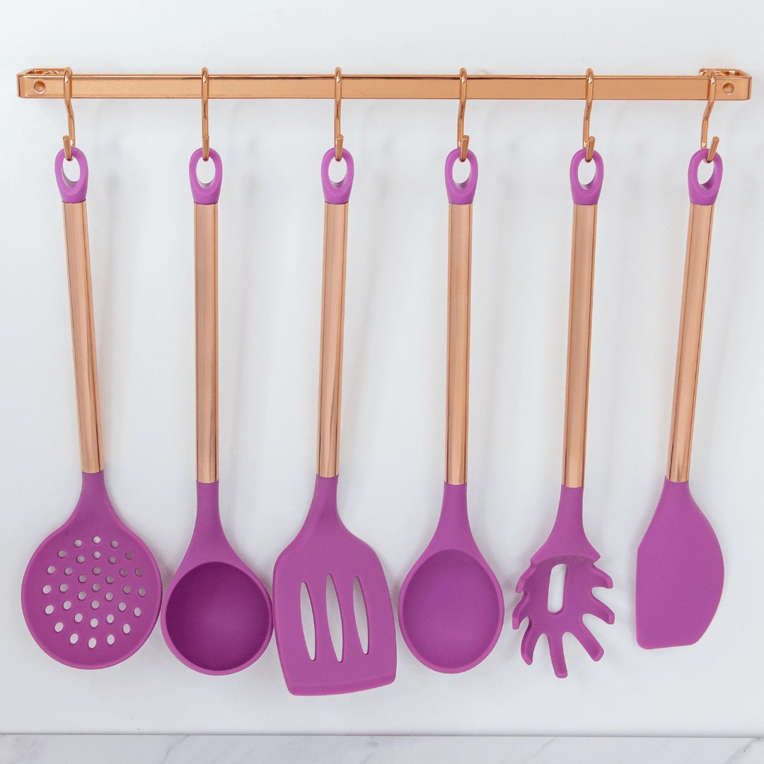 Concha em Silicone Roxo Cabo Rose Gold 35,5 cm - Ela Decora