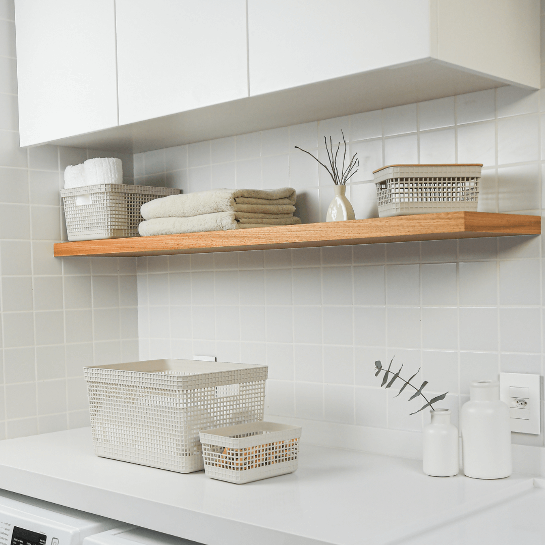 Conjunto 3 Cestos Organizadores Grid Bege com Tampa de Bambu - Ela Decora