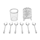 Conjunto 6 Colheres com Suporte Crystal Niquelado Zamac 14cm - Ela Decora