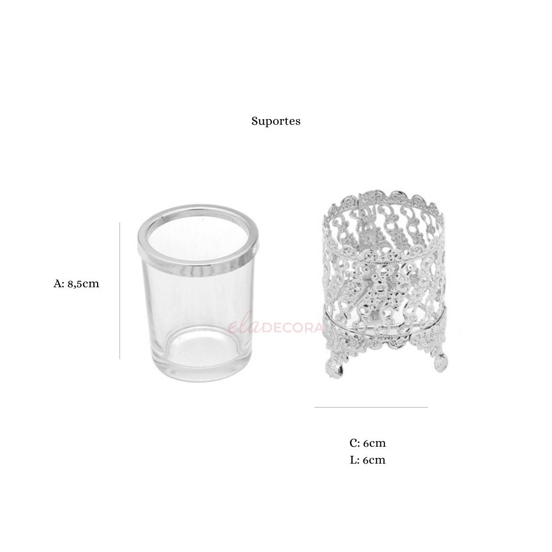 Conjunto 6 Colheres Com Suporte De Zamac Niquelado Crystal 14cm - Ela Decora