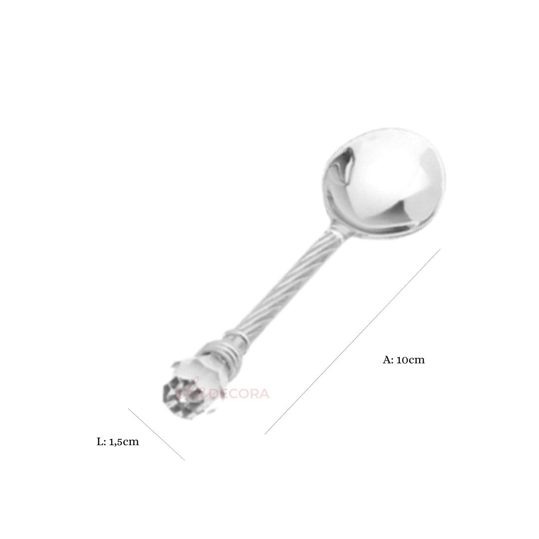 Conjunto 6 Colheres Com Suporte De Zamac Niquelado Crystal 14cm - Ela Decora
