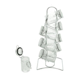 Conjunto 8 Potes Herméticos Vidro Borossilicato 65ml com Suporte de Metal Cromado - Ela Decora