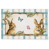 Conjunto de Jogo Americano Retangular Coelhos Xadrez Páscoa 48cm 2 Peças - Ela Decora