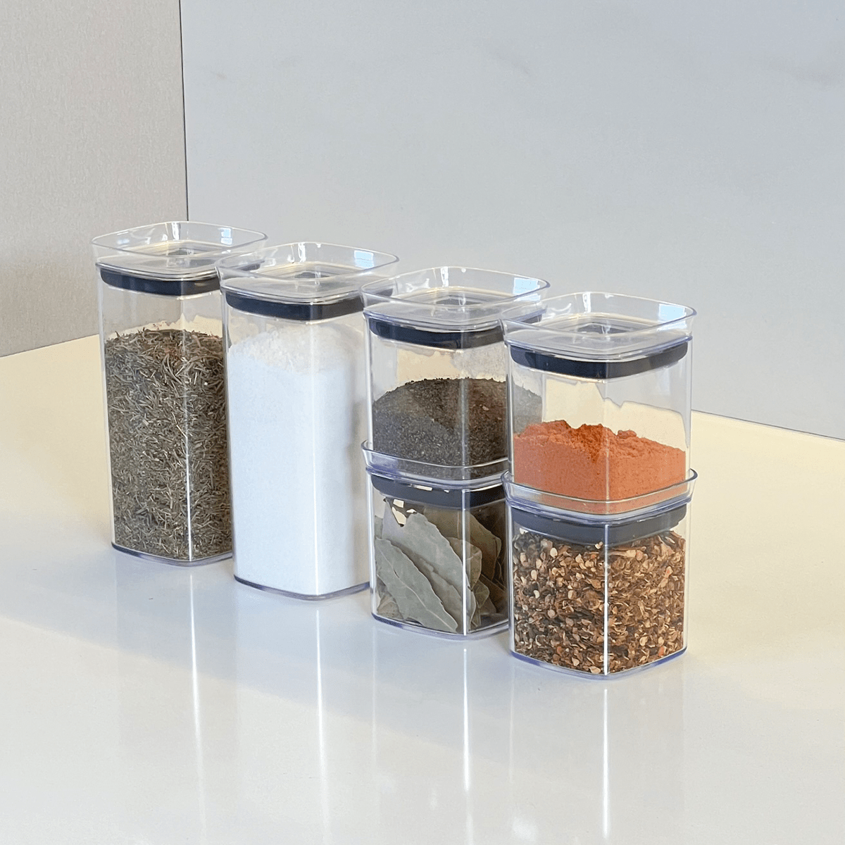 Conjunto de Potes Herméticos Block Transparente 6 Peças - Ela Decora