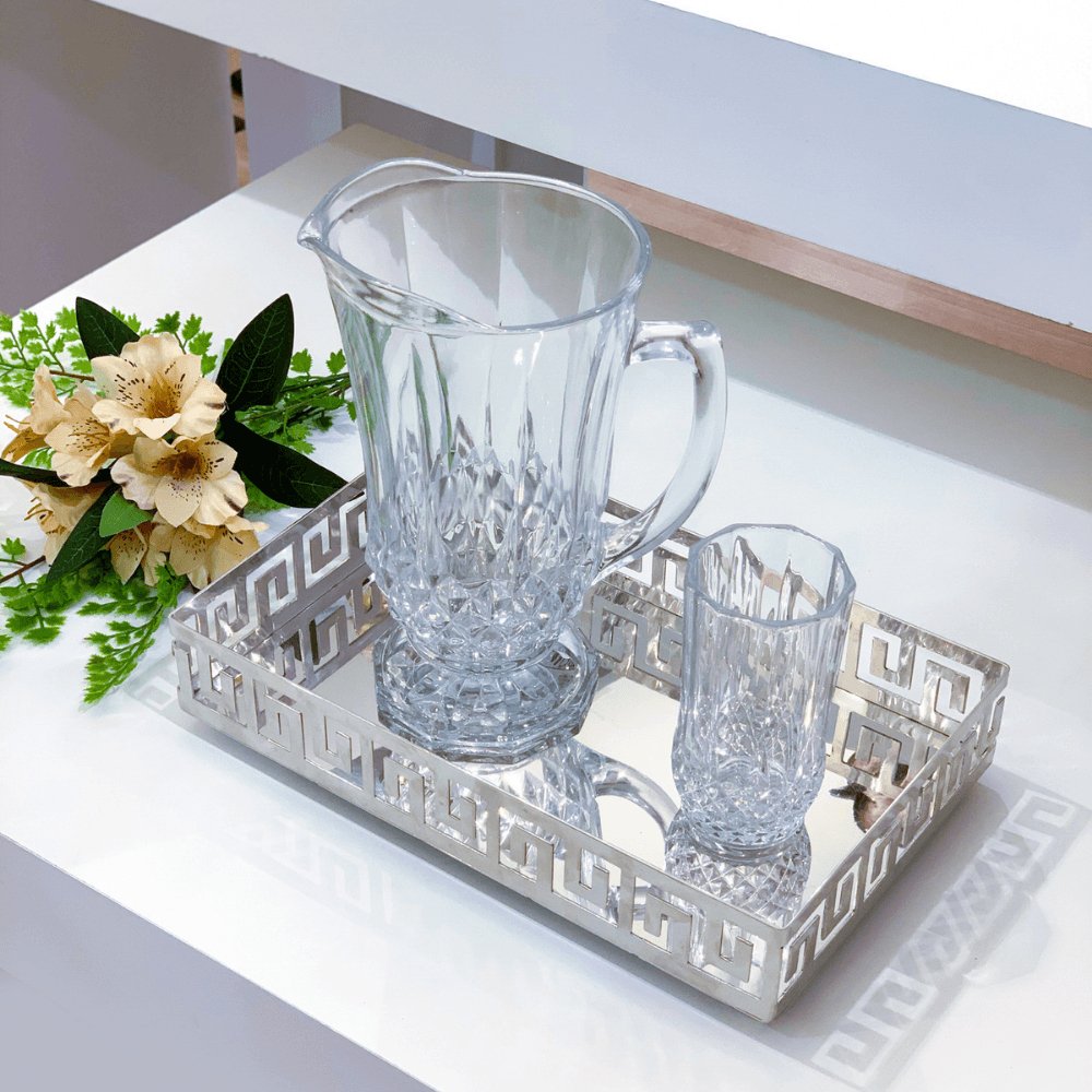 Conjunto Jarra Com 6 Copos De Vidro - 1,25l/260ml - Ela Decora