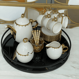 Conjunto Para Café Bule Açucareiro Leiteira Porcelana Dourado - 3 Peças - Ela Decora