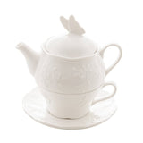 Conjunto para Chá 3 Peças de Porcelana New Bone Butterfly Flower - Ela Decora
