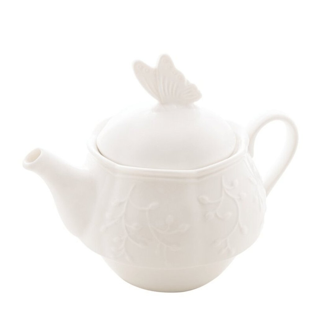 Conjunto para Chá 3 Peças de Porcelana New Bone Butterfly Flower - Ela Decora