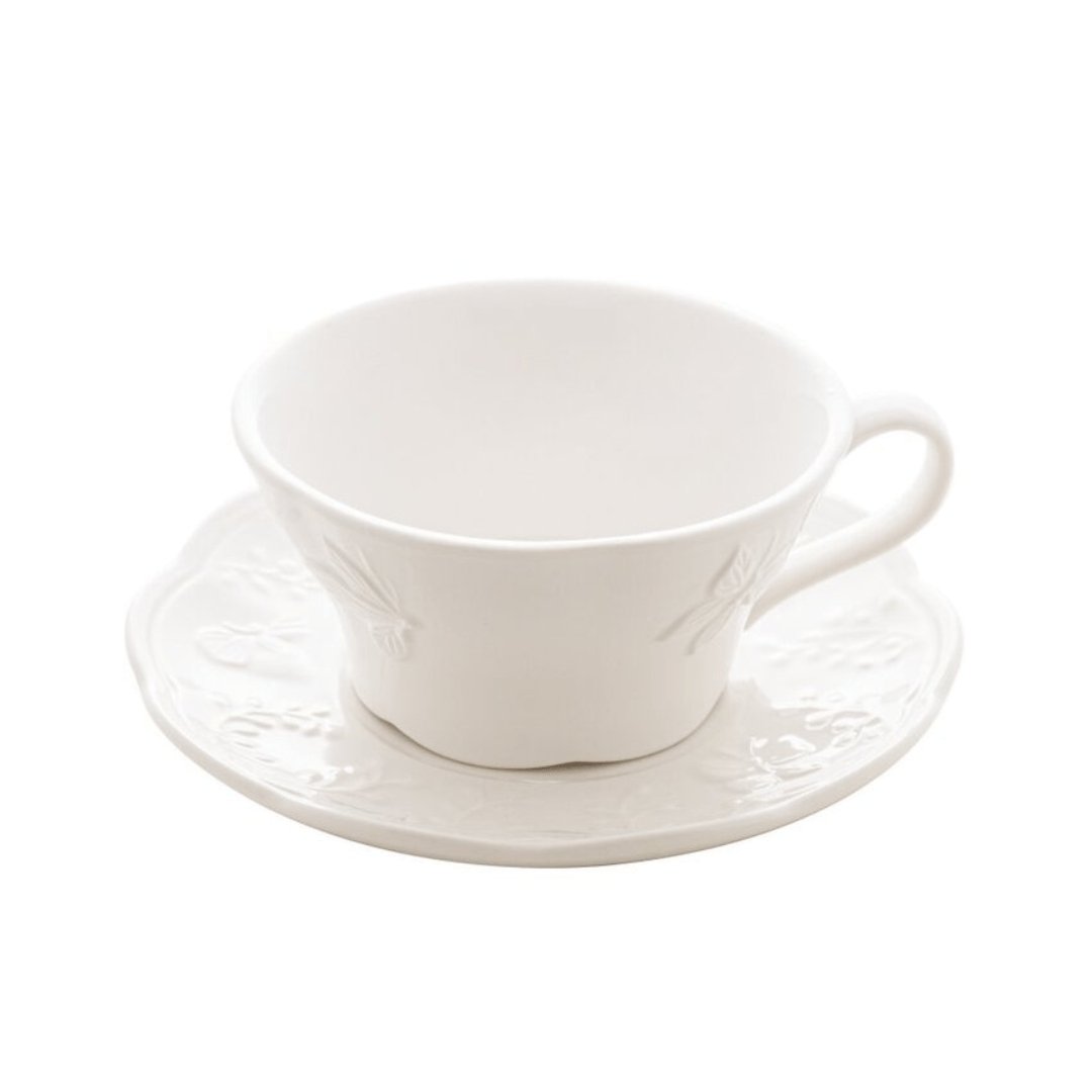 Conjunto para Chá 3 Peças de Porcelana New Bone Butterfly Flower - Ela Decora