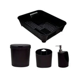 Conjunto para Pia de Cozinha Preto Escorredor Lixeira Dispenser Porta Talher 4 Peças - Ela Decora