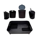 Conjunto para Pia de Cozinha Preto Escorredor Lixeira Dispenser Porta Talher 4 Peças - Ela Decora