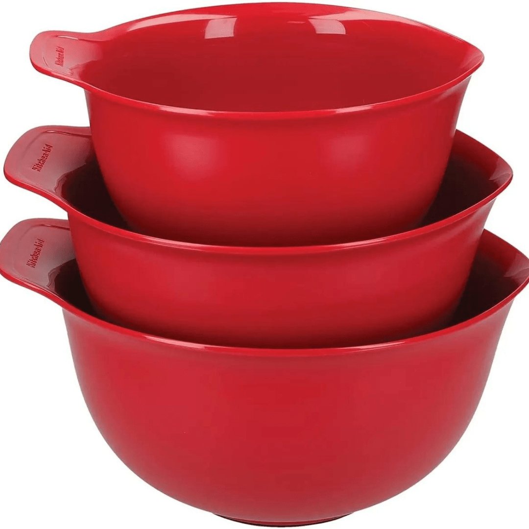 Conjunto Tigela Vermelha 3 Peças KitchenAid - Ela Decora