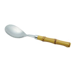 Conjunto Utensílios Para Servir Aço Inox Com Cabo Bambu Luxo 21cm - 2 Peças - Ela Decora