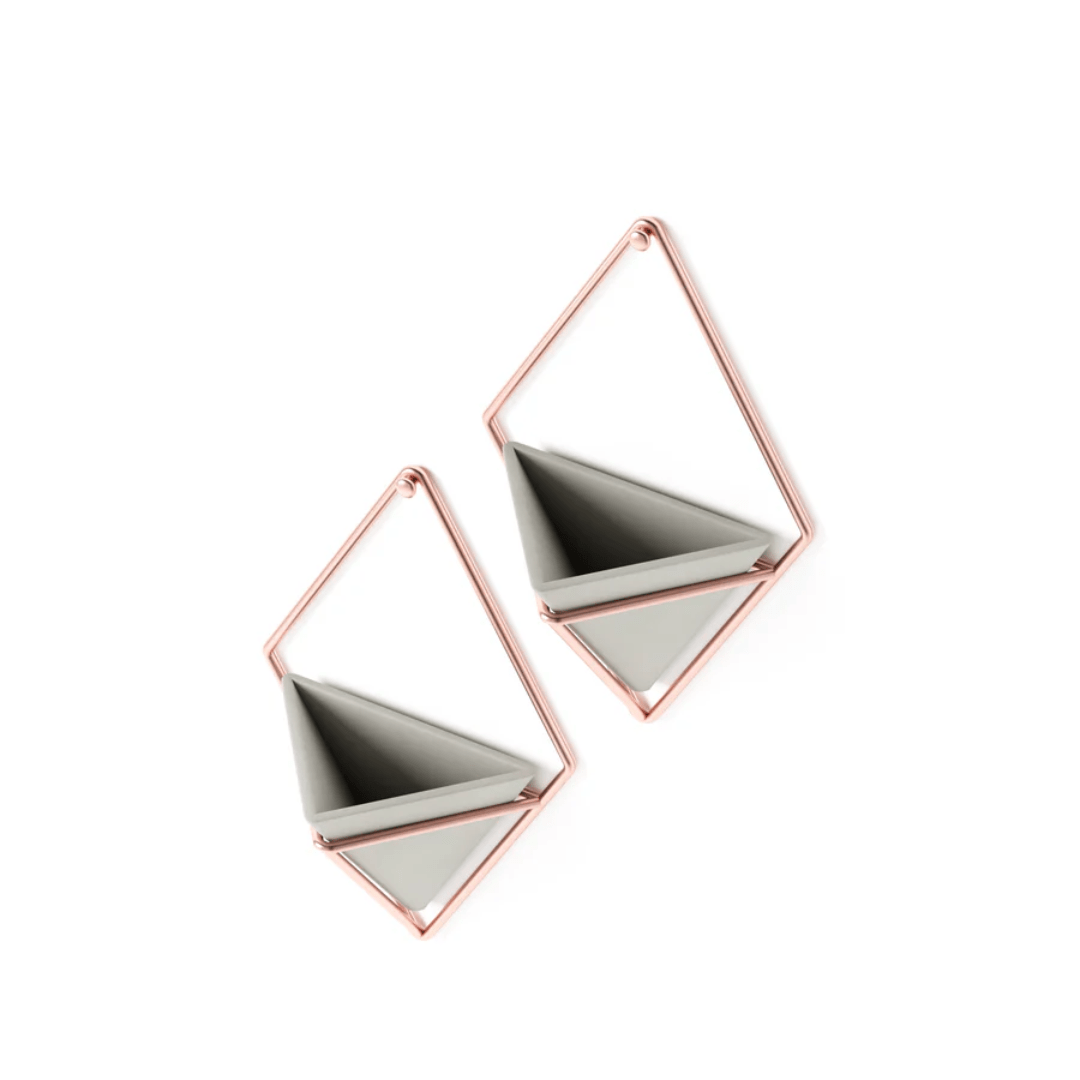 Conjunto Vaso Decorativo Cachepot de Parede Triangular de Concreto 18 cm x 11,5 cm 2 Peças - Ela Decora