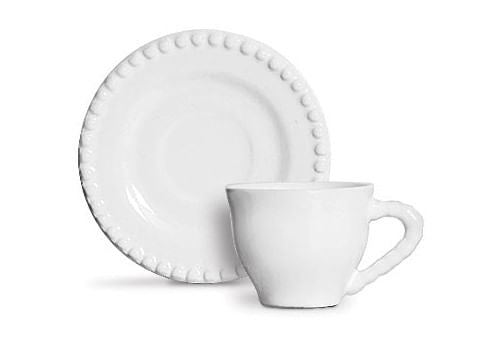 Conjunto Xicaras de Cafe com Pires Bolinha Branca - Ela Decora