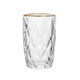 Copo Alto de Vidro Diamond com Fio de Ouro - 350ml