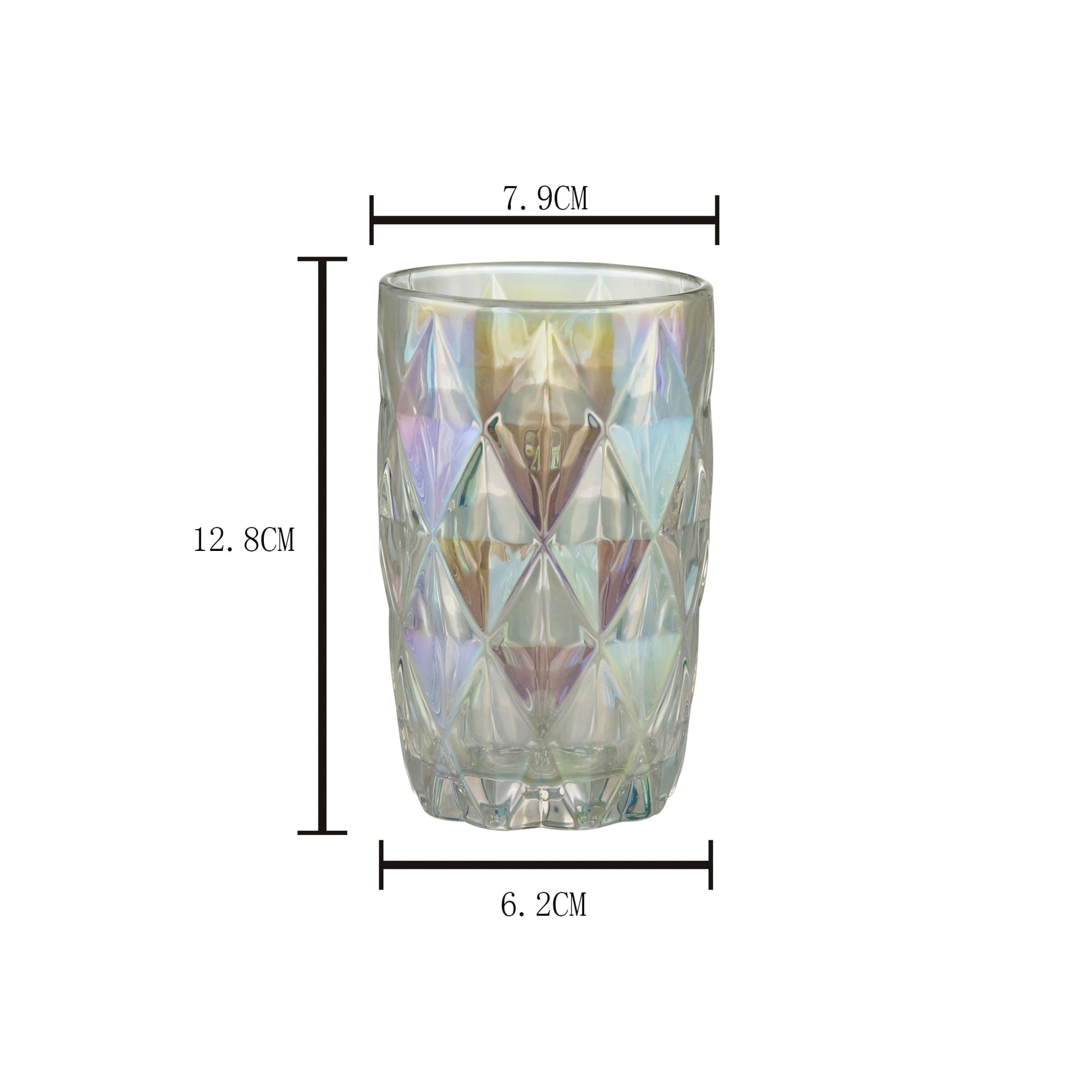 Copo Alto de Vidro Sodo - cálcico Diamond Rainbow Furta - cor - 350ml - Ela Decora