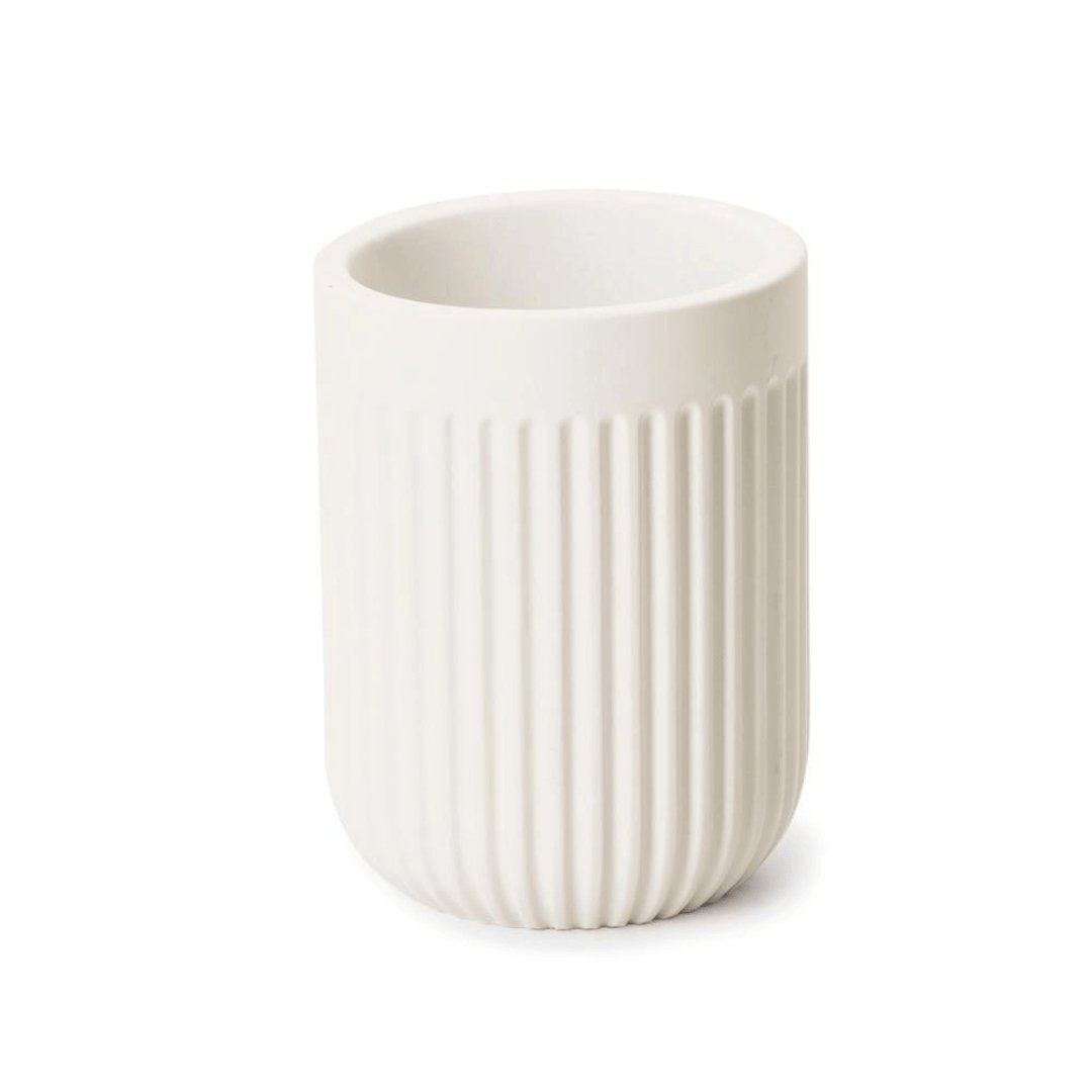 Copo Porta Escova Cimento Branco 10cm - Ela Decora
