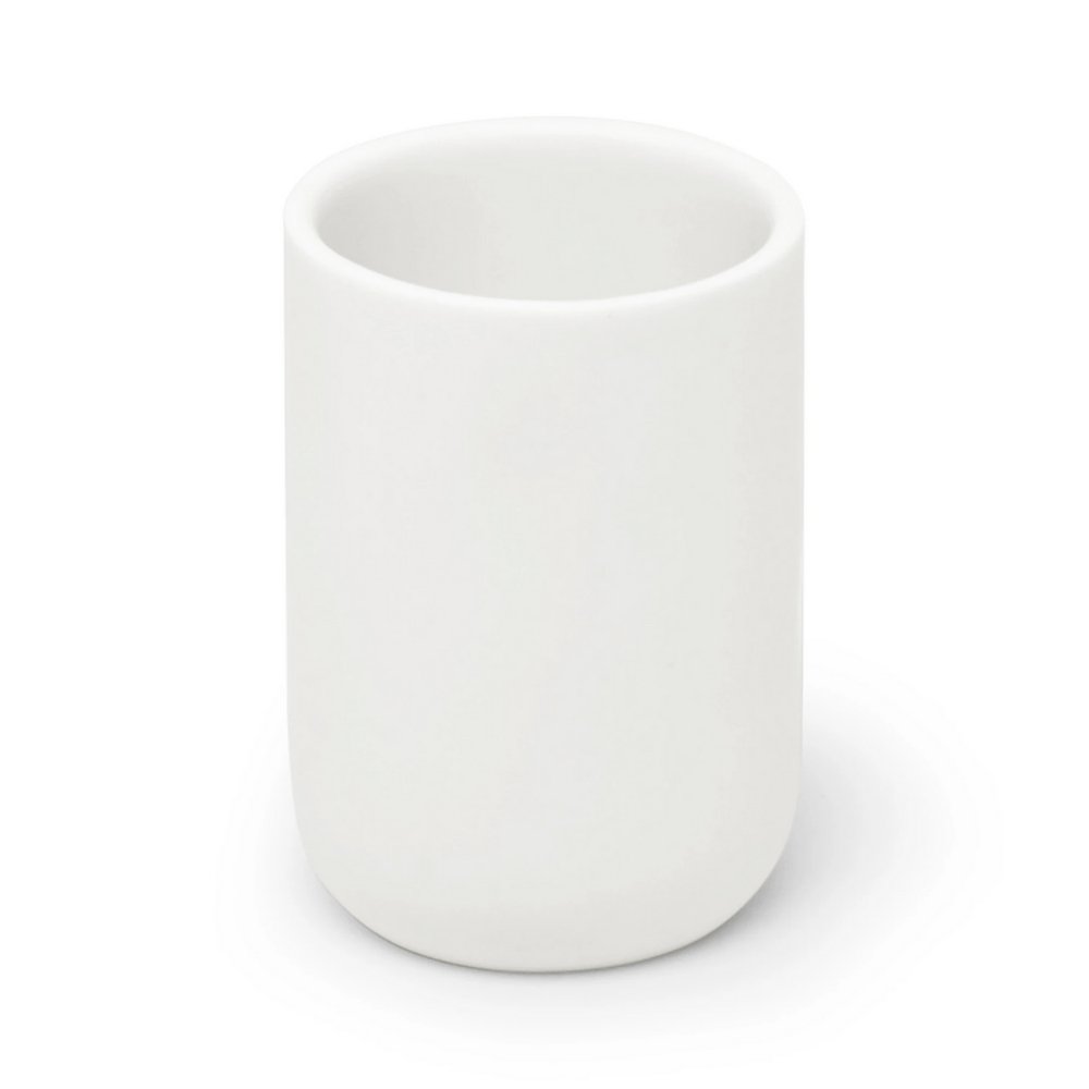 Copo Porta Escova de Dentes Junip Cerâmica Branco - Ela Decora