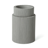 Copo Porta Escova Multiuso Canelado em Cimento Cinza 11,5cm - Ela Decora