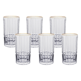 Jogo 6 Copos Longos Drink Cristalle com Borda Dourada 385ml