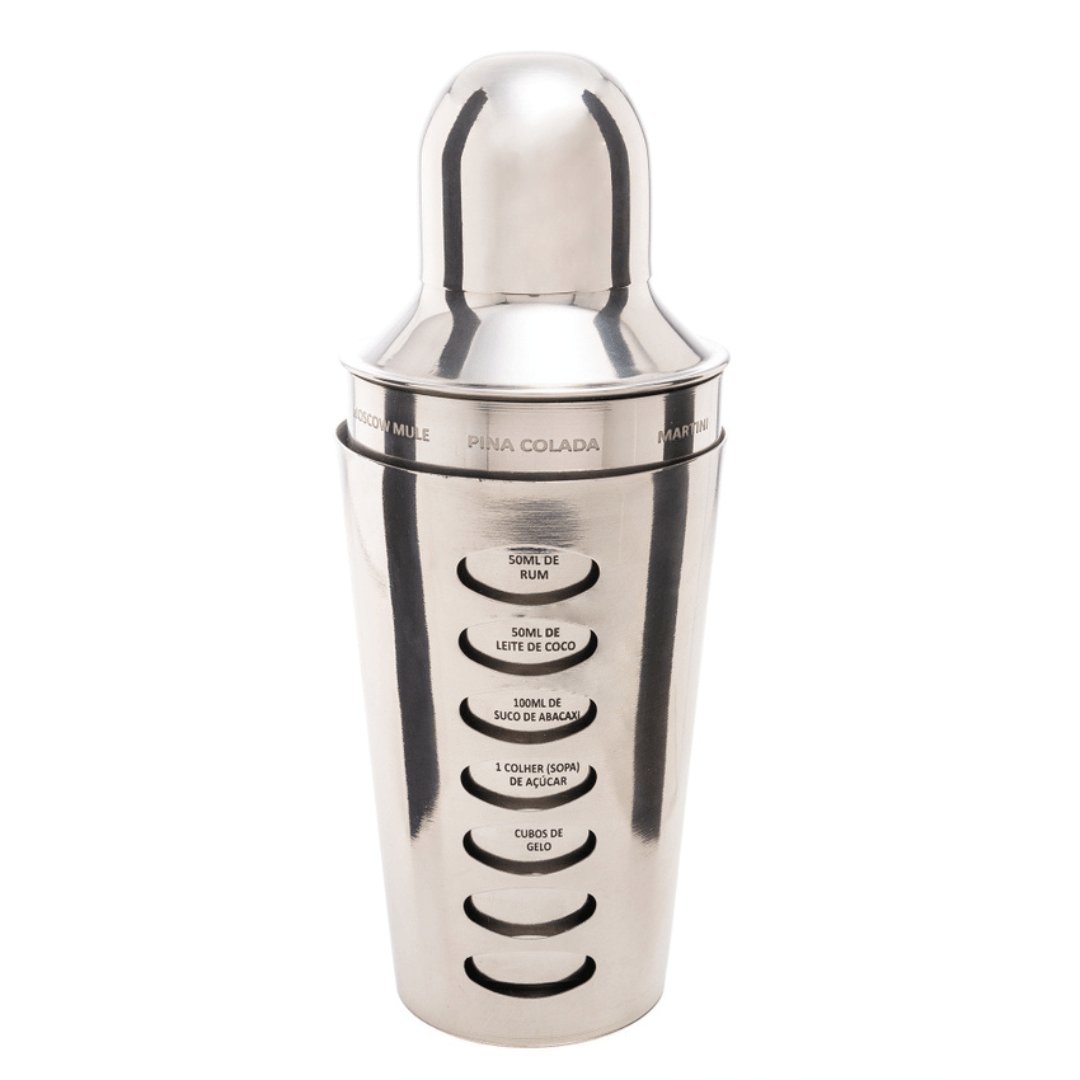 Coqueteleira de Aço Inox com Receitas 650ml - Ela Decora