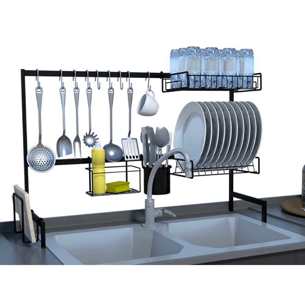Cozinha Autossustentável Escorredor Suspenso Elegance Preto - Ela Decora